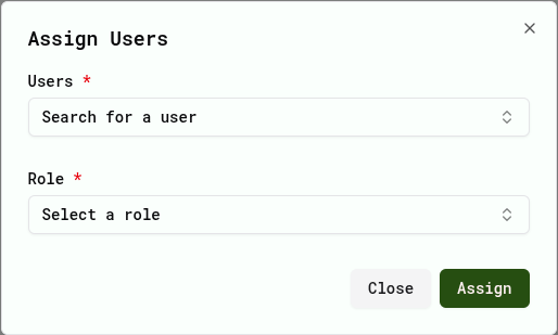 Assign user modal