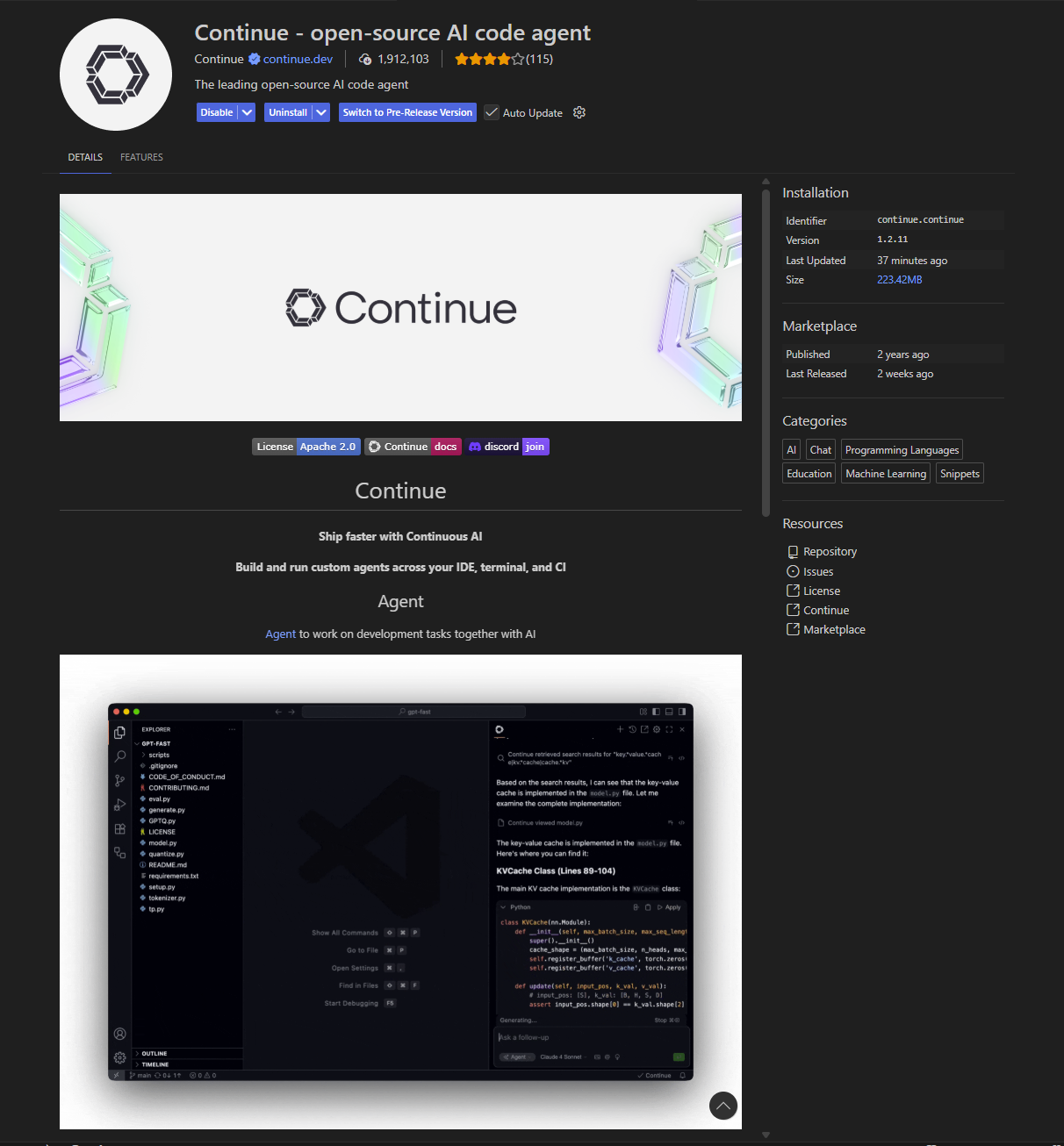 Continue VS Code Marketplace