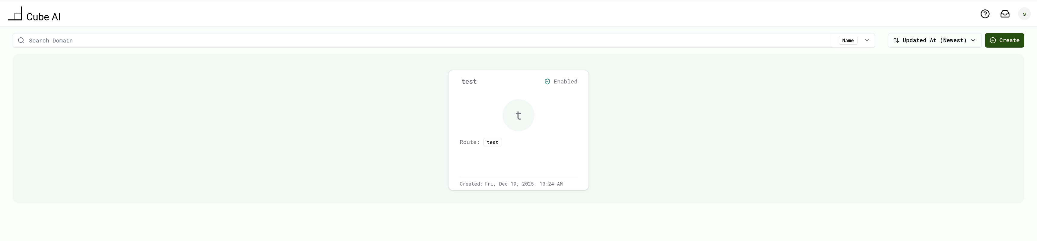 Domain selection screen