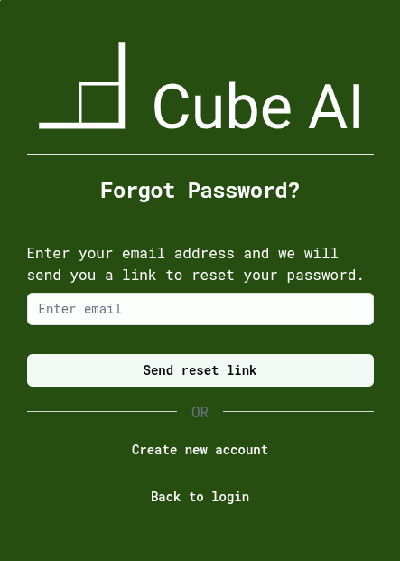 Forgot password screen