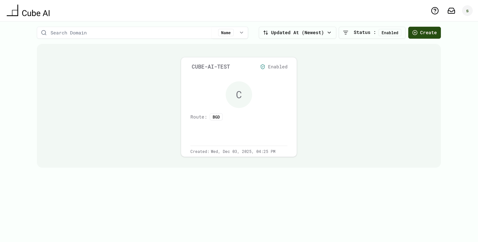 Create domain screen